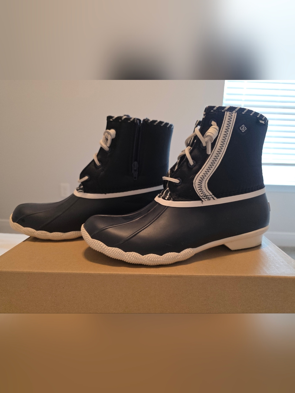 Sperry Dark Navy and White Saltwater Bionic Boots